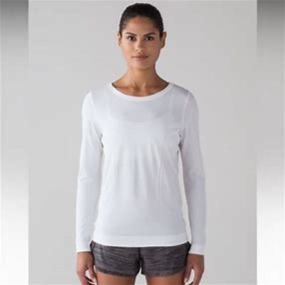 LULULEMON Swiftly Breeze Long Sleeve Relaxed Fit Top Shirt White 8